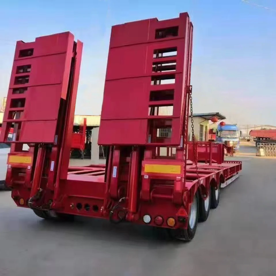 Лидер продаж 3-осевой сверхпрочный низкорамный полуприцеп 60 тонн 100 трейлер