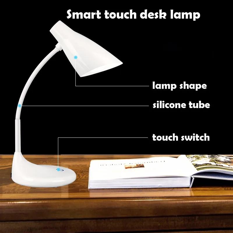 Simple design 5W rechargeable led table lamp set 3-gear touch dimmer gooseneck table lamp