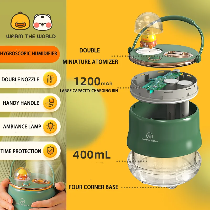 Cute Double Spray Humidifier Intelligent Atomizer Vaporizer Portable Home Appliance Humidifier