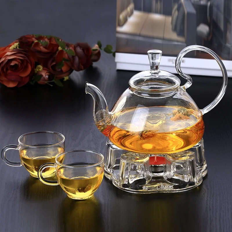 traditional arab style handcraft borosilicate thermal flower tea infusion pot