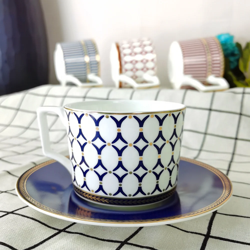 JINTCH Wholesale reusable bone china cup and saucer custom gold arabic ceramic coffee cups