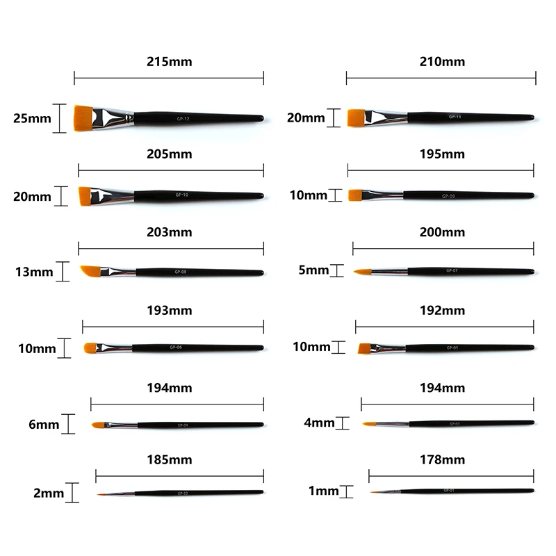 Professional water color paint brushes 12 pcs Wooden Handle Nylon Hair face paint brush set