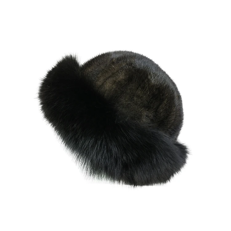 HNFY22-ZOE Lady Mink + fox round trim hat Mink top Fox Fur round