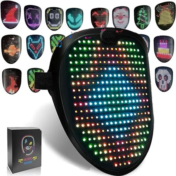 Custom Designed LED Mask Halloween Face Party LED Dj Rgb Face Display Music Mask Adult