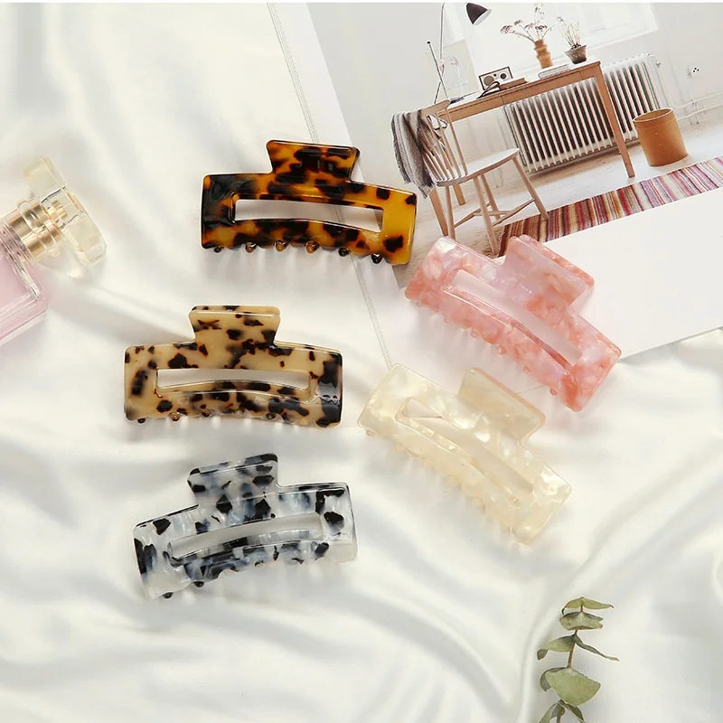 Hot Selling Square Large Acetate Hair Claw Clip Tortoise Shell Strong Hold Hair Jaw Clips Accessories for Thick Hair Women
