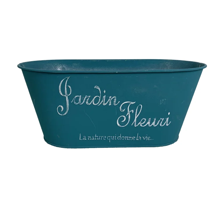 Three-piece Oval Shaped Flower Pots Zinc Custom Galvanized Metal Rustic Flower Bucket Flower Pots&Planters
