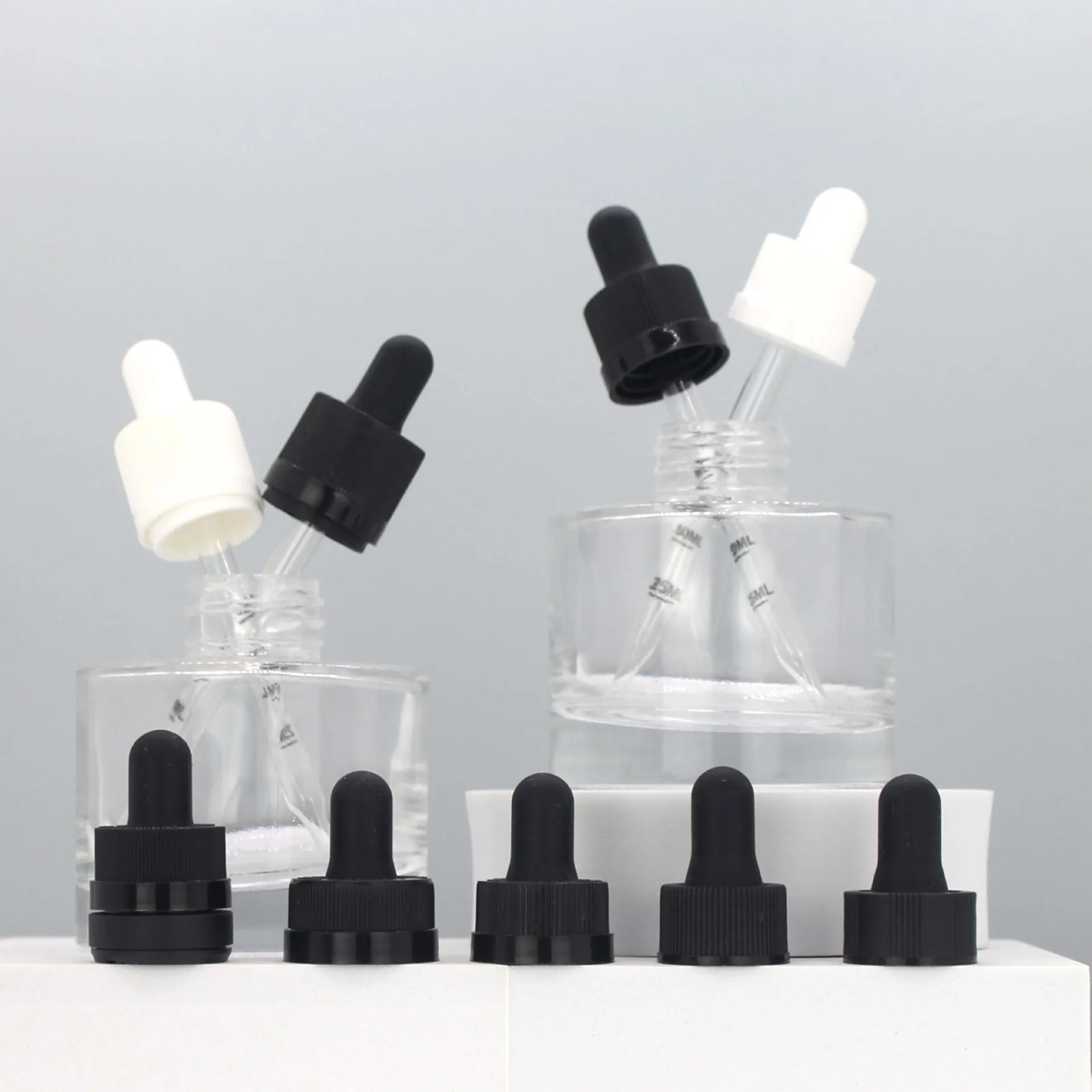 Press and twist  dropper cap  18/400 20/400 cap Child resistant  Calibrated Marked Glass Eye Dropper Caps Neck Finish Bottles
