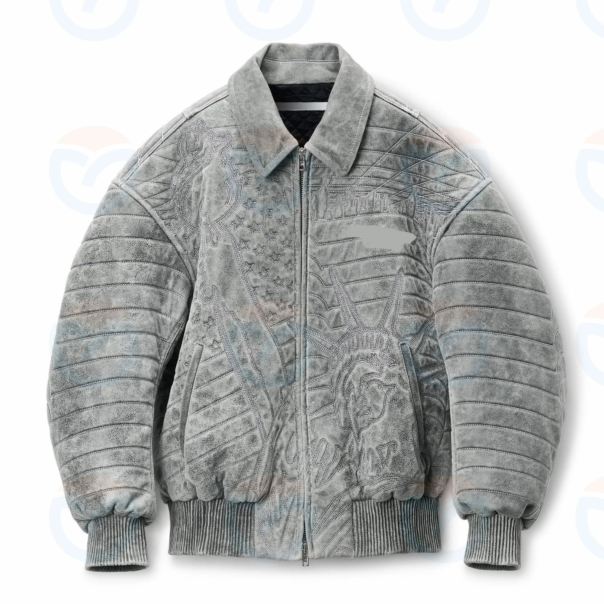 Custom OEM/ODM  Embroidered logo graphic  fleece jacket full zip up  oversized patch polar fleece jacket for man