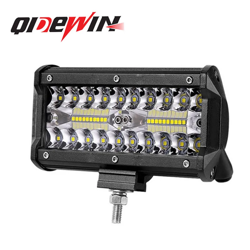 QIDEWIN Led 7inch led work light bar 120w super bright headlamp Fog Driving led light lamp bulb white yellow for car