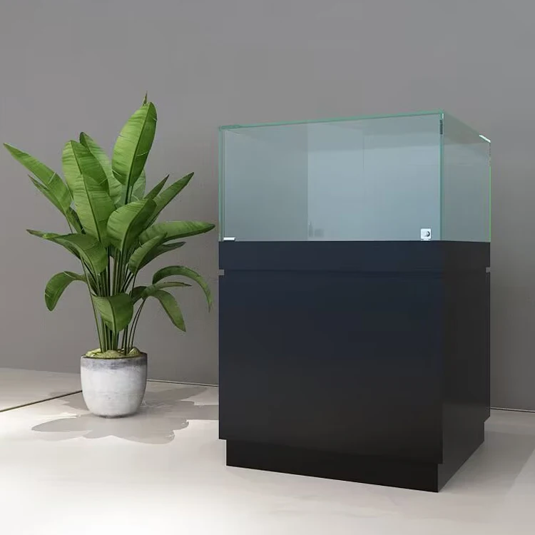 Custom jewelry glass display cases LED lighting pedestal Museum display cases