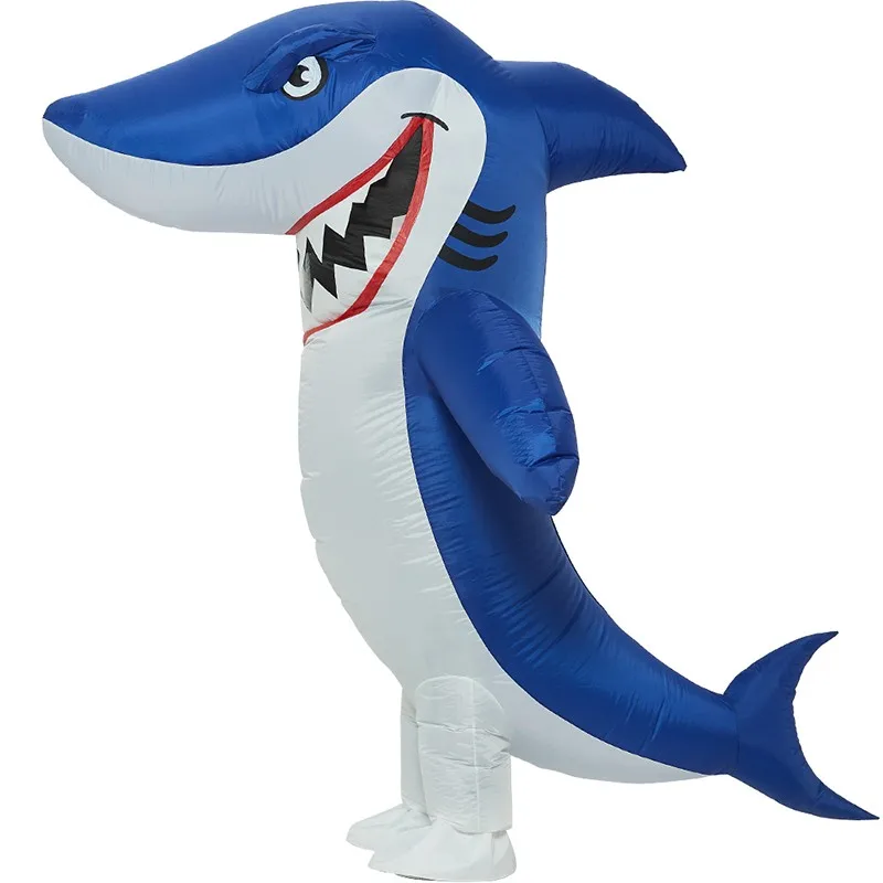 Adult kinds Halloween Party fancy dress inflatable baby blue shark carnival costume blue shark costume