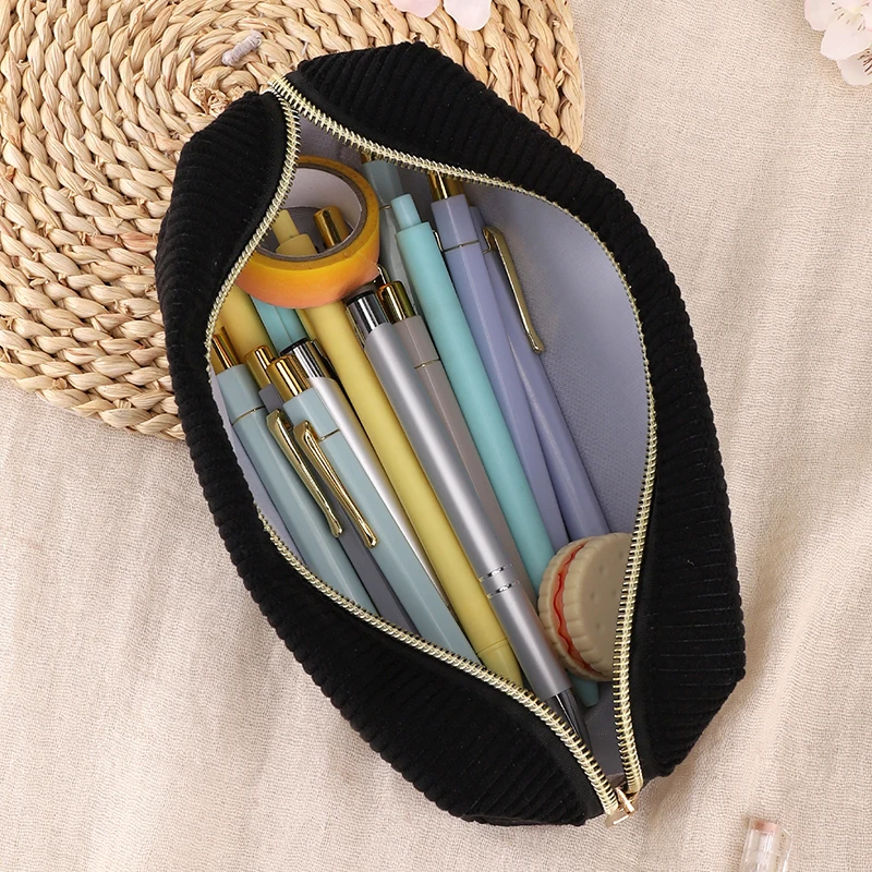 Custom New Pencil Cases Large-Capacity Corduroy Business Portable beautiful Colors Pencil Bags For School