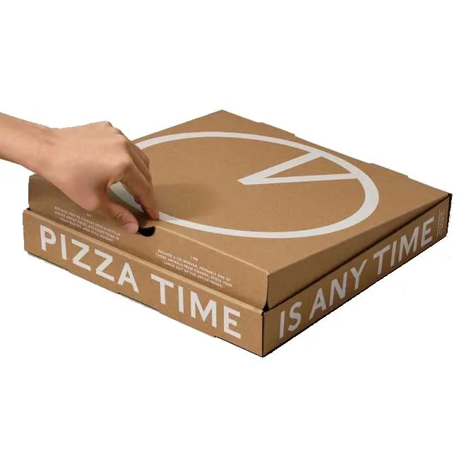 White  Custom Logo  printed Brown corrugated Inch  Pizza Box for Pizzeria Bakery Restaurant