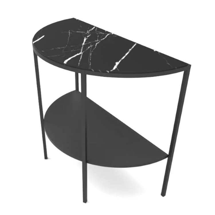 Недорогой домашний мраморный уникальный прикроватный металлический столик кофейного черного цвета