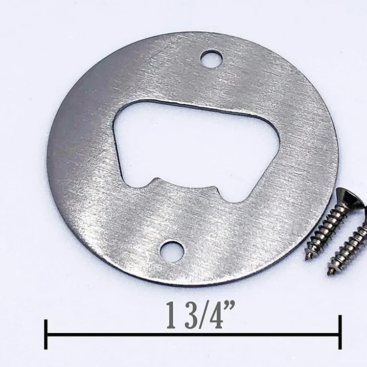 Stainless Steel Round Bottle Opener Inset DIY Kit Hardware Parts Circle 1 3/4 Inches Around