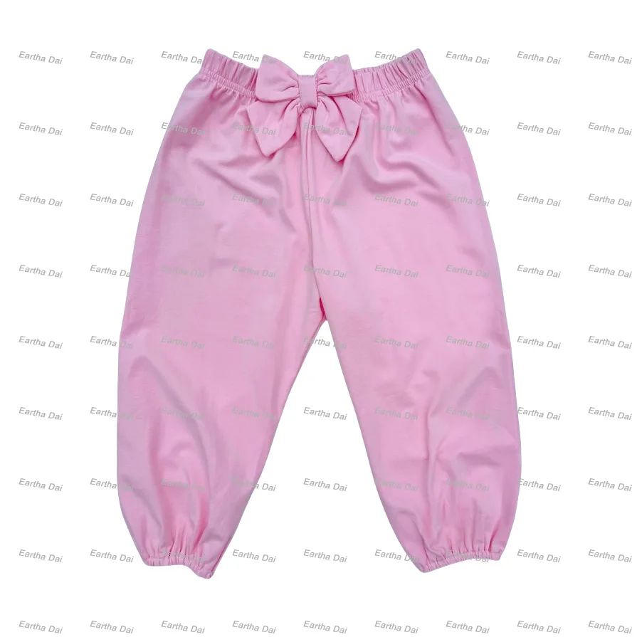 kids girls pants custom blank cotton bow jogger pants for girls casual baby girls trousers