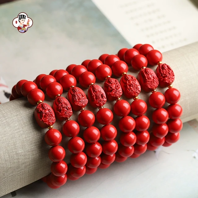 New Design Wholesale Red Ruby Beaded Charm Bracelets Exquisite Carved Small Animal Bodhisattva Buddha Bead Bracelet  For  Unisex