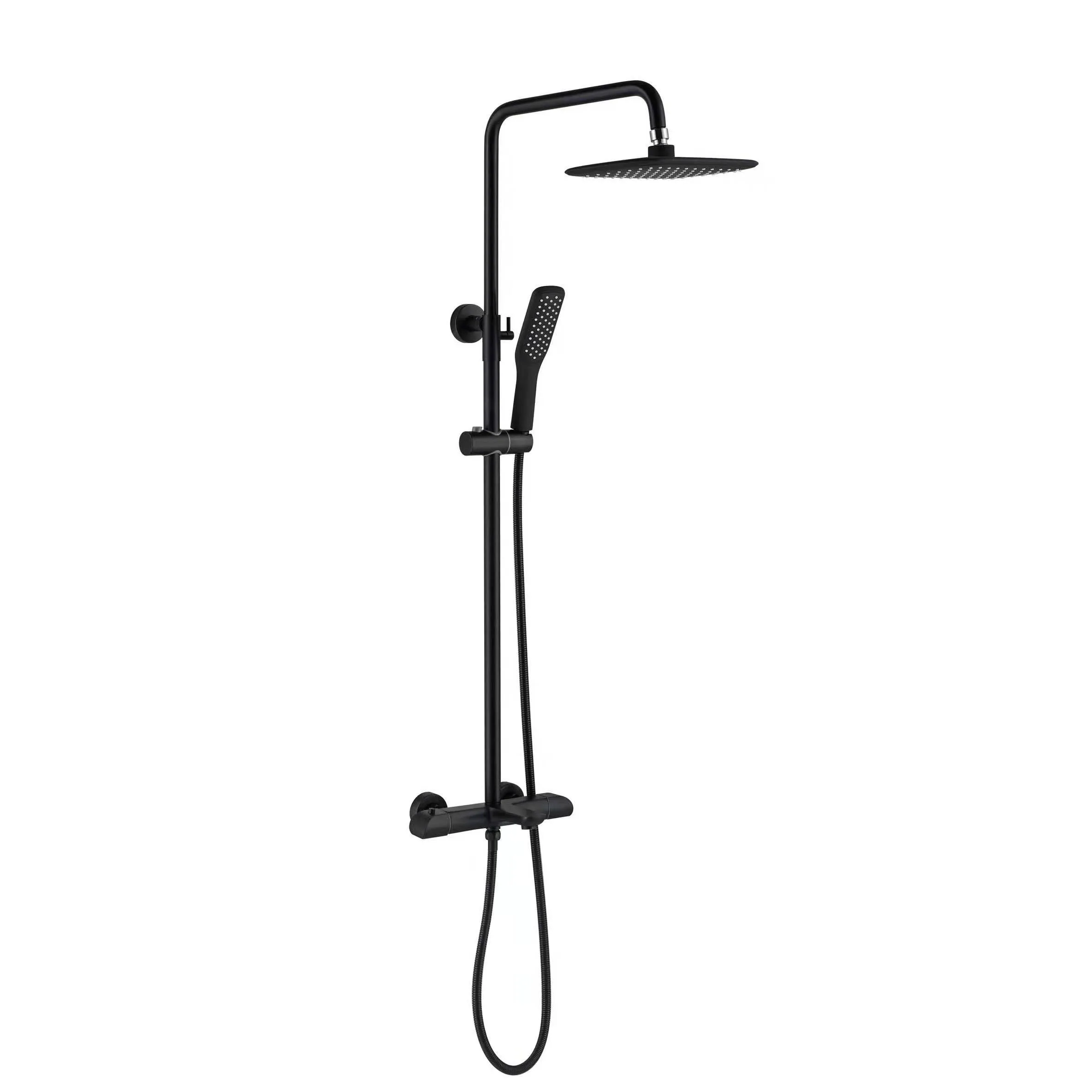 Top Quality Brass Thermostatic Shower Column With Rainfall Shower Head And Hand Shower For Bathroom