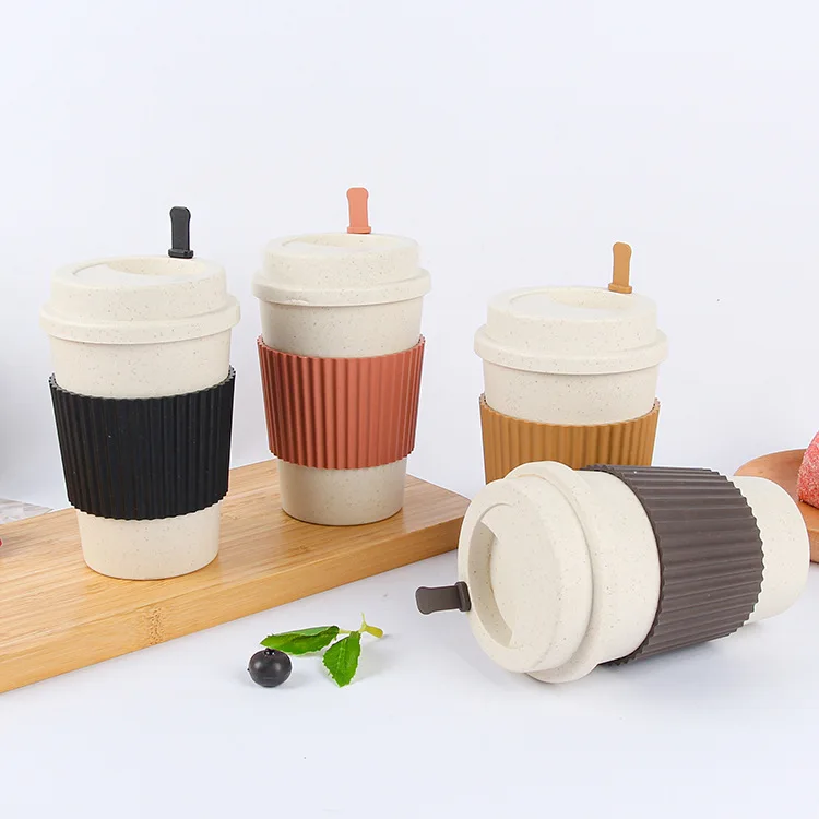 Custom Biodegradable Reusable Water Bottle Wheat Straw Drinking Cup Promotional Gifts Eco-friendly Coffee Cups