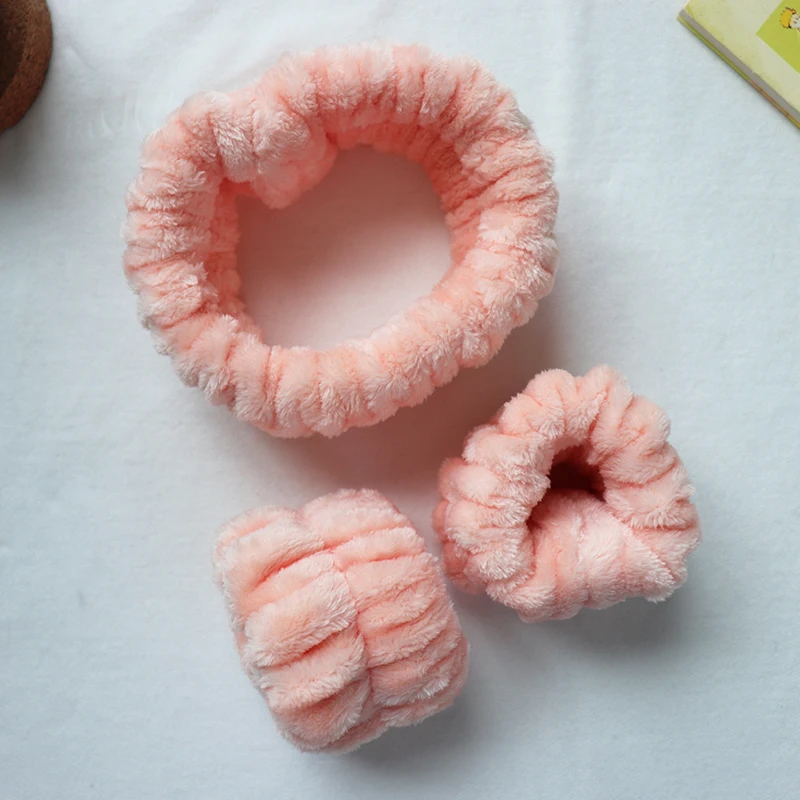 Hot Sale Adjustable Elastic Wristband Spa Headband Facial Wash Hair Band Set