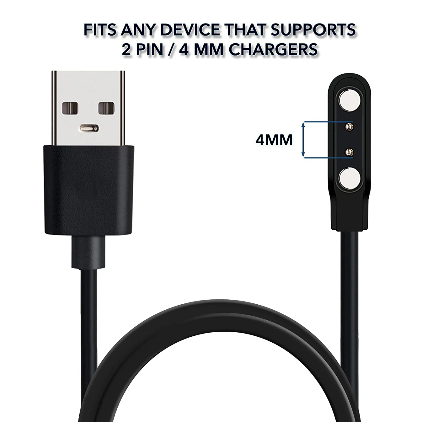 Universal Smart Watch Charging Cable 2 Pin 4.0 mm Magnetic USB Smart Watch Charger Cargador Smartwatch 4 pines