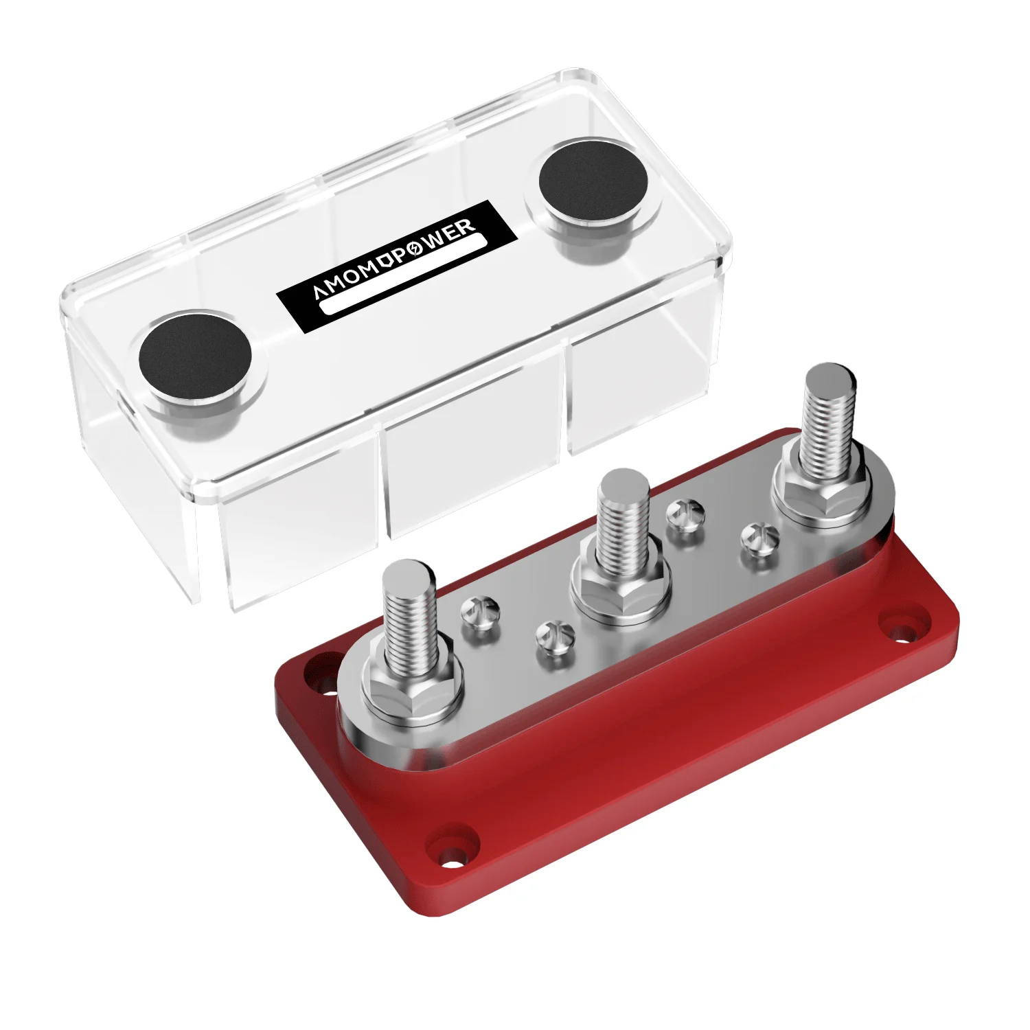 Amomd Red 3 Bolts 4 Screws Way 300A Copper Solar Bus Bar
