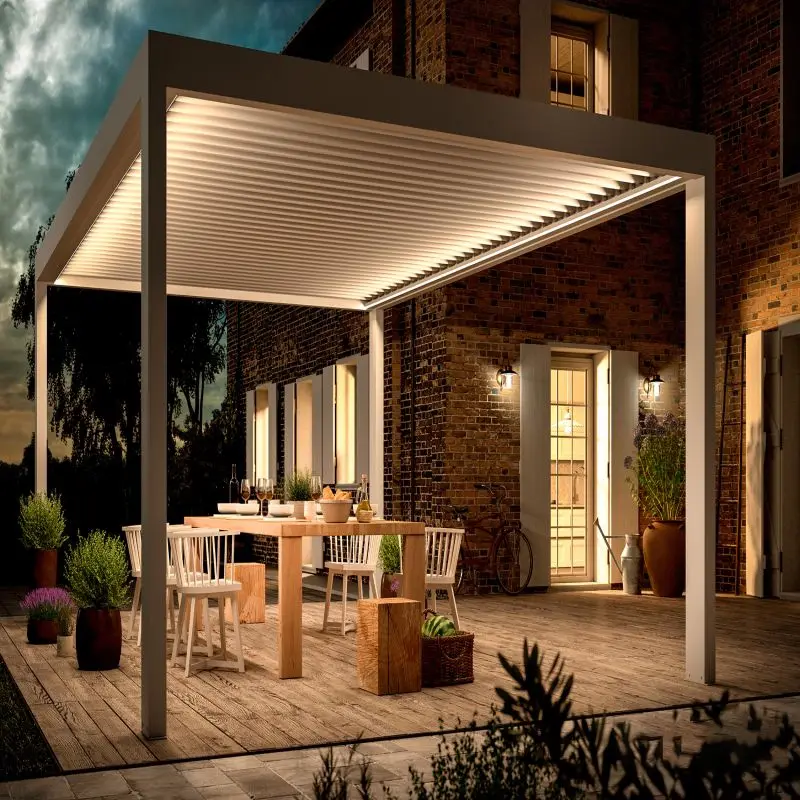Outdoor Pergola Aluminum Metal Roof Awning Patio Balcony Louver Roofs Gazebo Aluminium Arches Bridges Bio Climate Pergola