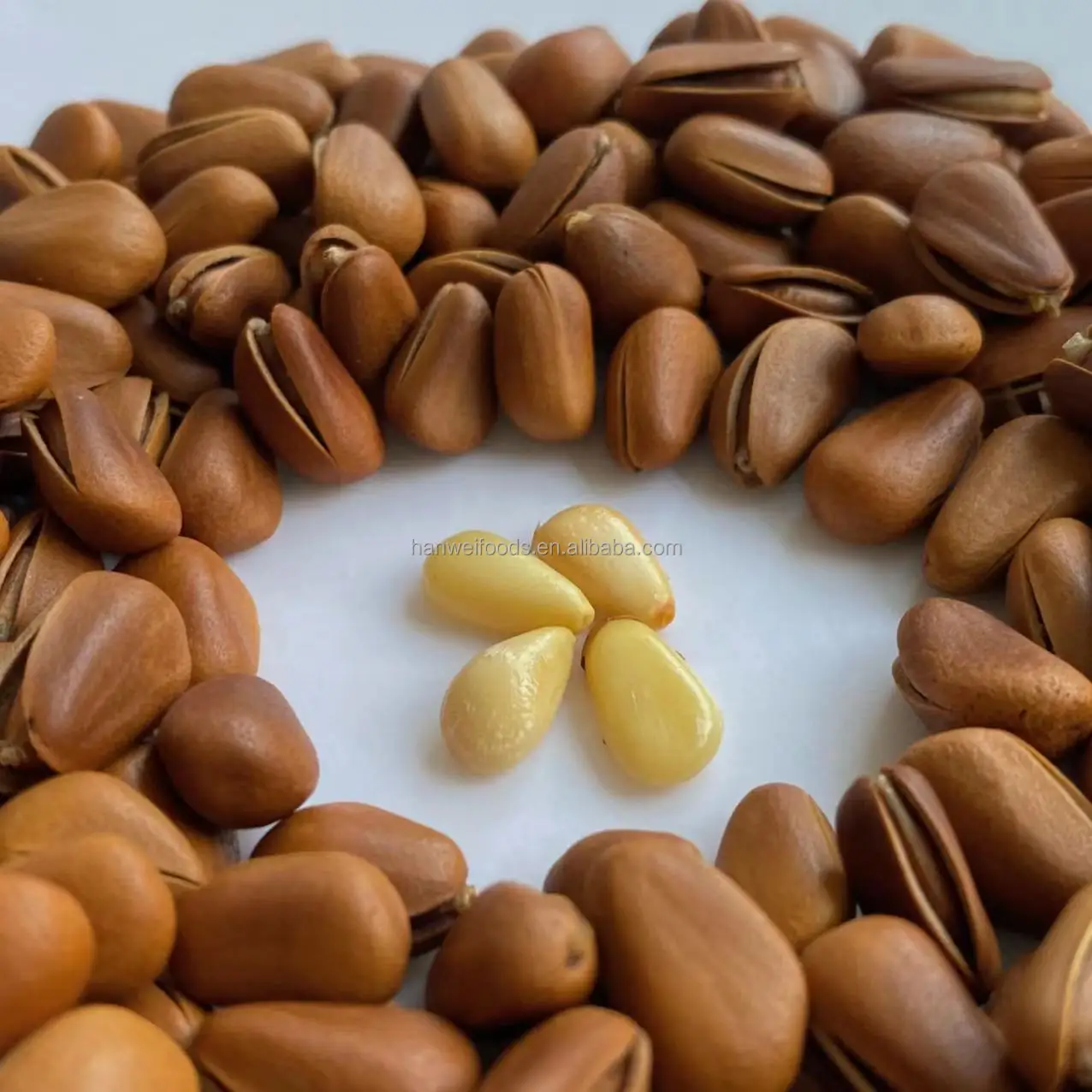 Hot selling open pine nuts original big grain red pine nuts dried nuts