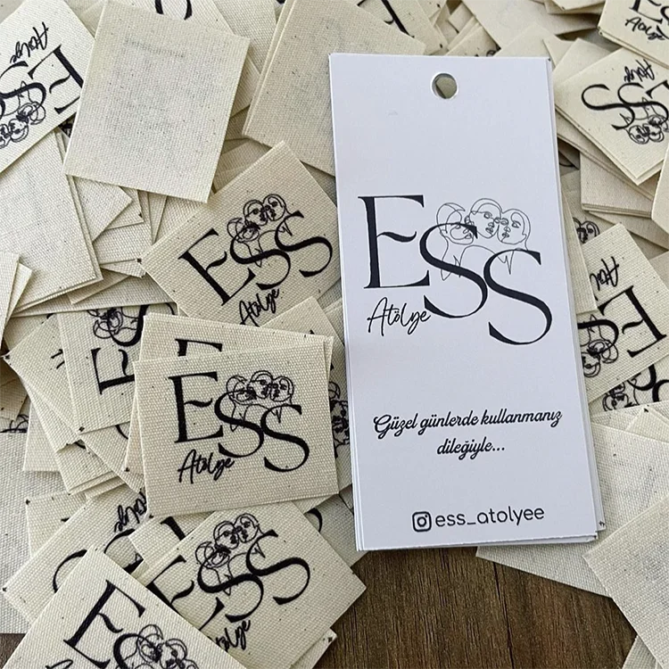 Organic Cotton Fabric Clothing Garment Silk Screen Cotton Printed Woven Tag Labels For Clothes