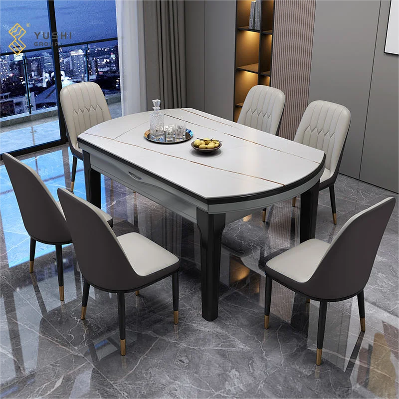 Yushi Group Modern Simple Luxurious Rectangular Dining Table Set Nordic Style Marble Combination for Small Household Kitchen Use