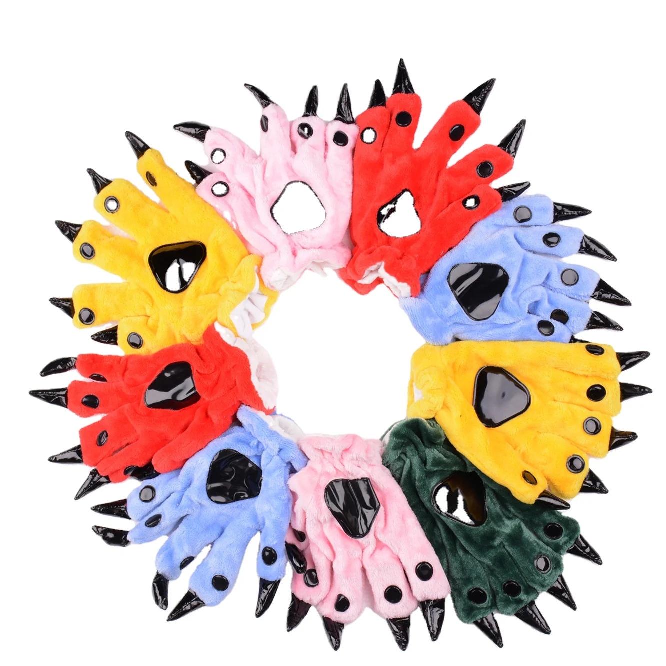 Puffy Cartoon Party Costume Hands Gloves Plush Paw Claw Gloves