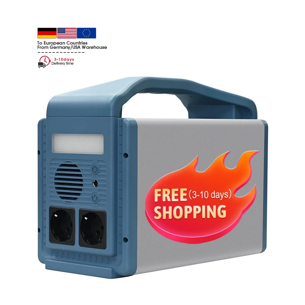 Free Shipping  Home Outdoor Camping Battery Lithium Ion Rechargeable Fast Solar Car Charging Portable Power Station 500w