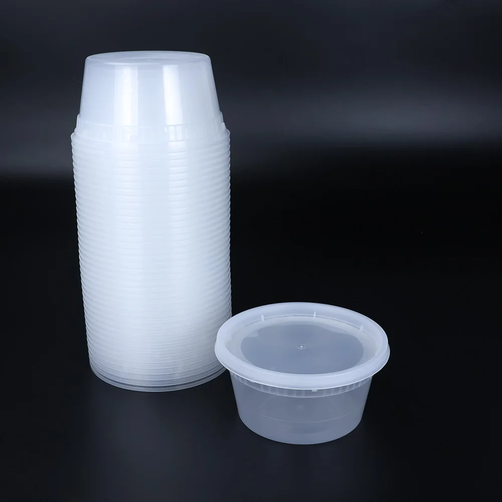 Flexible 12oz Airtight Reusable Deli Cup with Secure Lid for Fresh Food and Sauces Container