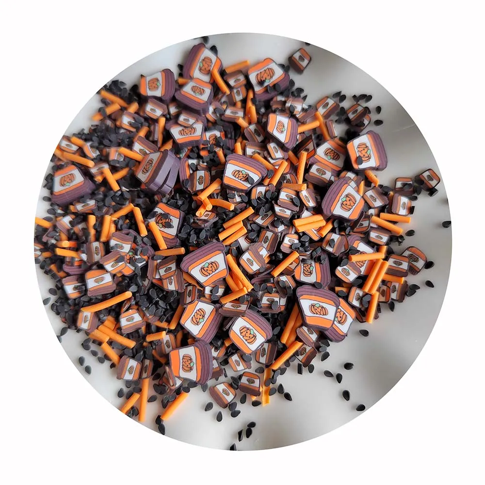 Hot Selling DIY Slime Supplies Filler Craft Christmas Coffee Cup Black Sesame Long Orange Candy Sprinkles Mixture Clay Slices