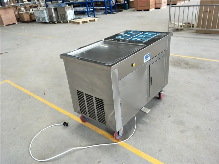 Commercial Fried Ice Cream Roll Machine Food Grade Stainless Steel Single Square Pan Soft Frying Ice Cream Roller