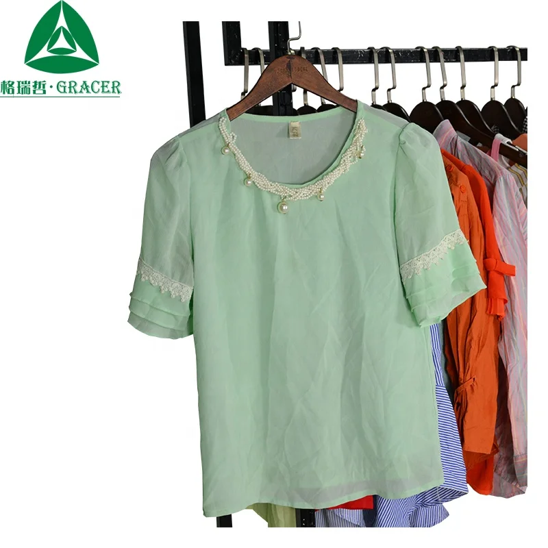 Factory Stock Wholesale Bales Bulk Ladies Cotton Blouse VIP Used Clothes Used Clothing Warehouse