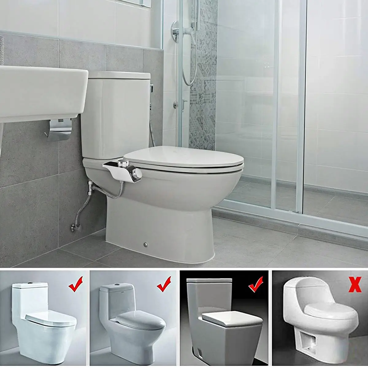 GALENPOO CUPC Simple Installation Does Not Use Electric Smart Toilet Cover Butt Flusher Cold and Hot Double Spray