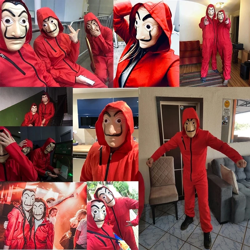 
Kid Salvador Dali La Casa De Papel Costume & Face Mask Cosplay The House of Paper Role Playing Party Adult Money Heist S-XXXL 