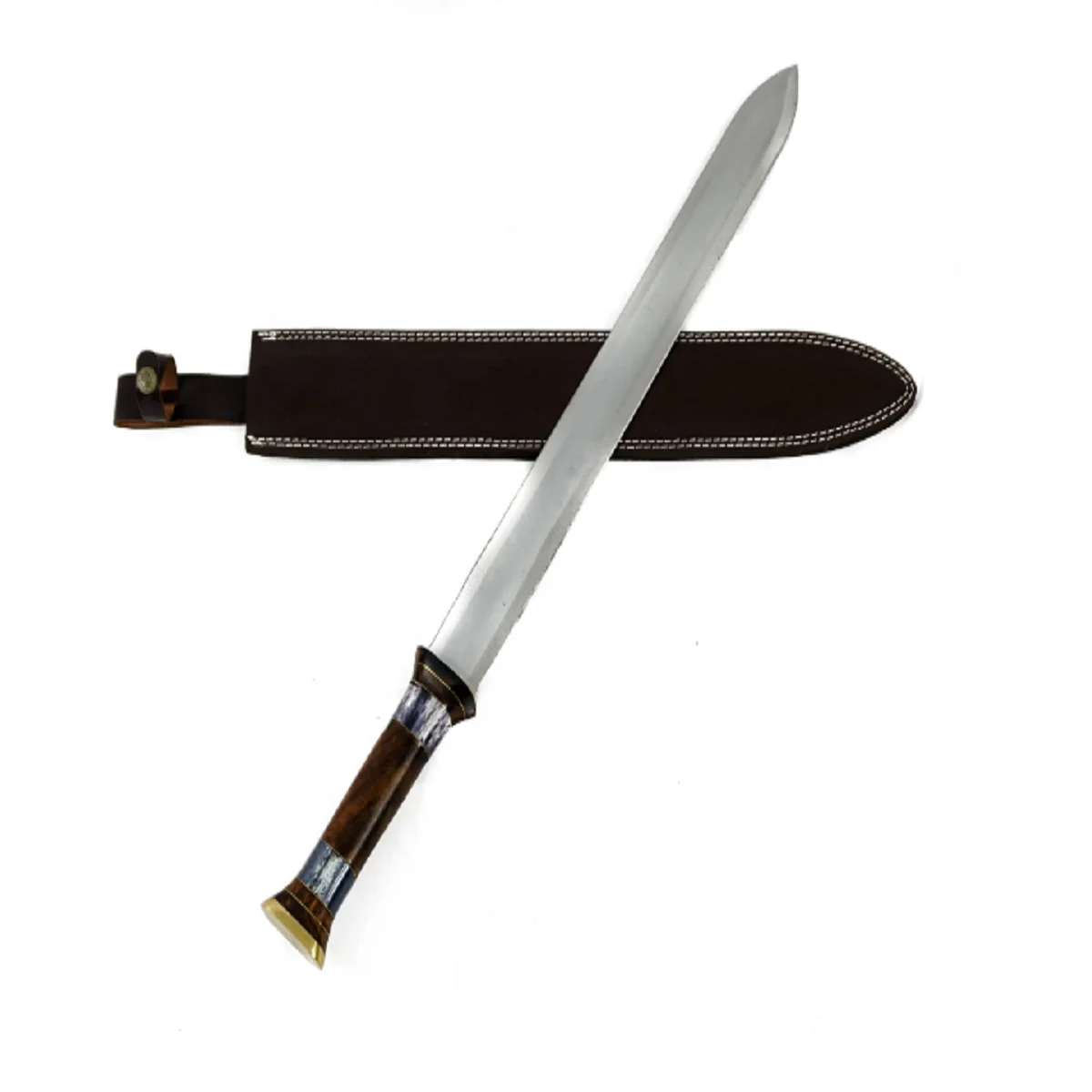 Ручная работа, дамасский стальной меч в стиле викингов, длинный меч, двухсторонний Гладиатор с кожаным футляром, меч для кемпинга