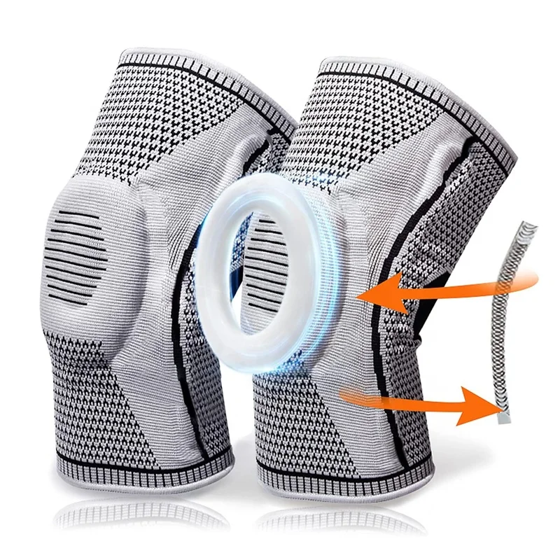 Sports Patella Spring Support Knee Brace Knitted Compression Full Protect Elastic Breathable Knee Support For Men Women