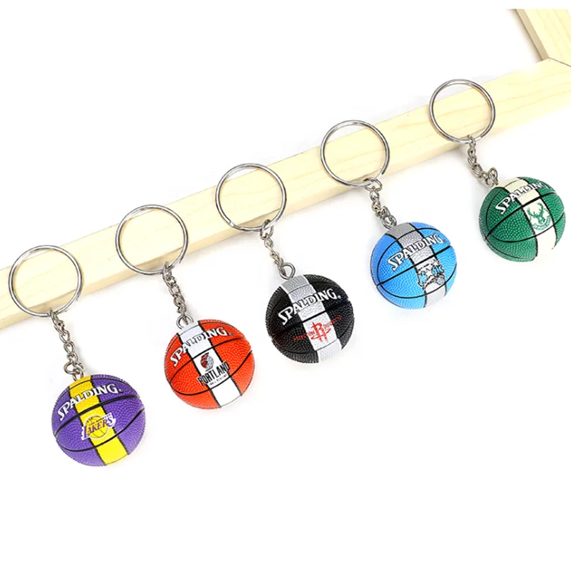 Personalized PVC PU Key Chain N B A Basketball Keychain with Team Logo for Basketball Fans Bag Pendant Gifts Souvenirs