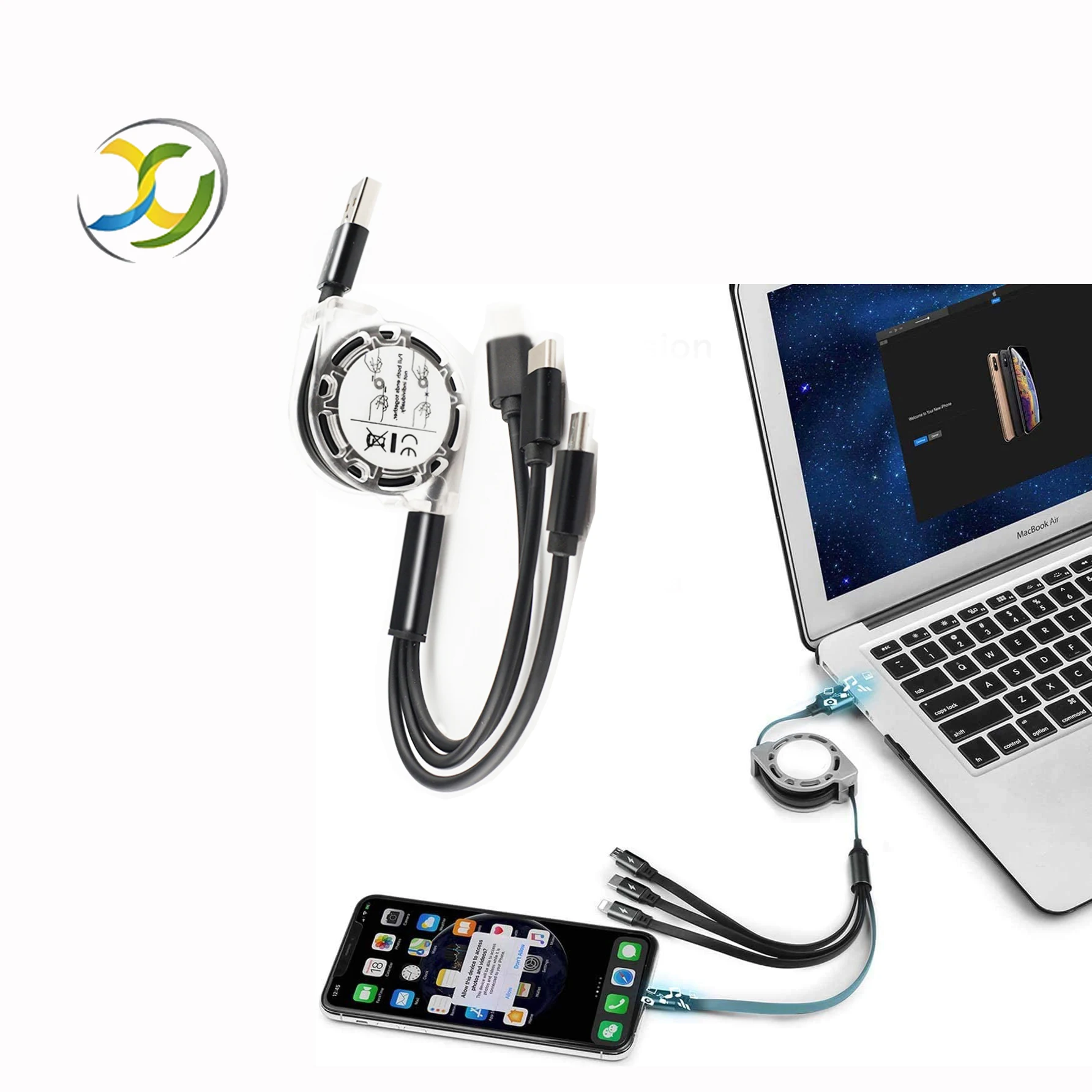 Выдвижной Usb-кабель для быстрой зарядки 3 в 1 2 А