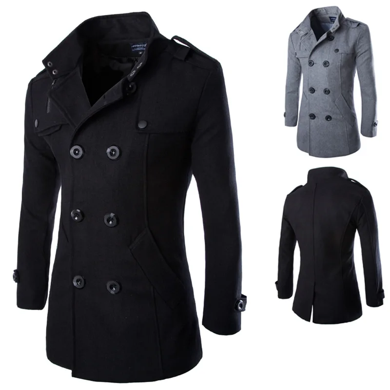 Double Breasted Polyester Manteau Homme Parka Overcoat Trench Long Trenchcoat Mens Jackets Coats windbreaker jacket