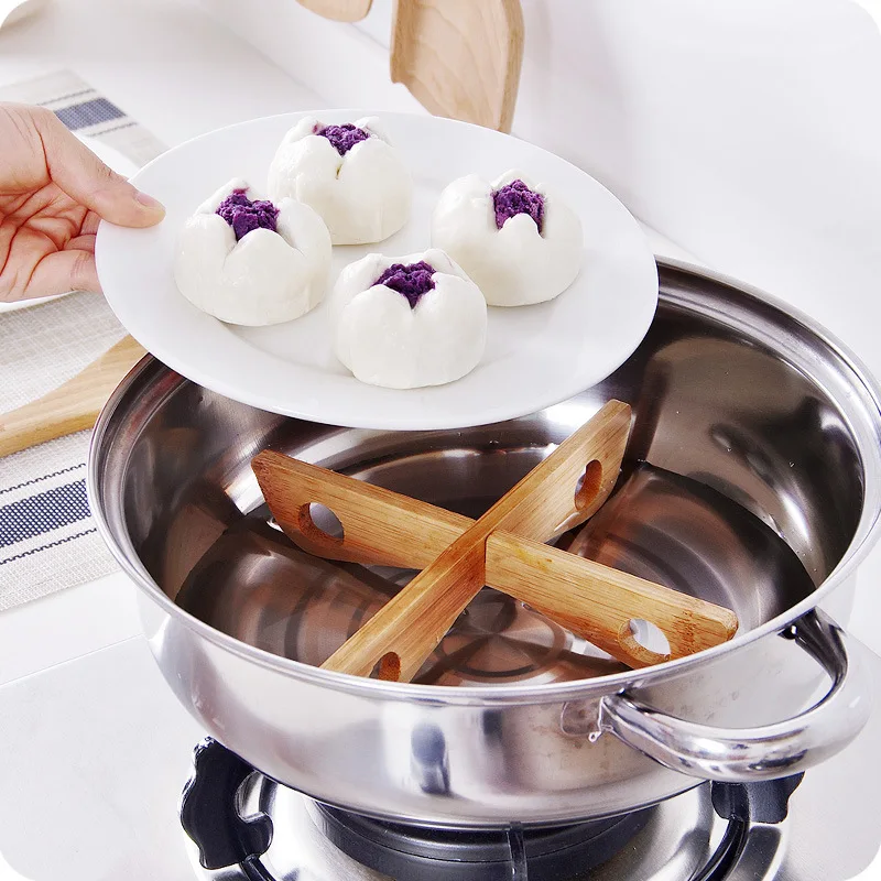 Bamboo Trivet Heat Resistant Bamboo Mat with Collapsible Cross Compact Design Non-Slip Multi-Purpose Solid Wood Pot Holder mat