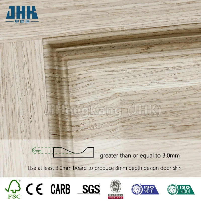 JHK-009-2 Good Quality Plywood Natural Ash Veneer Laminated HDF Door Skin