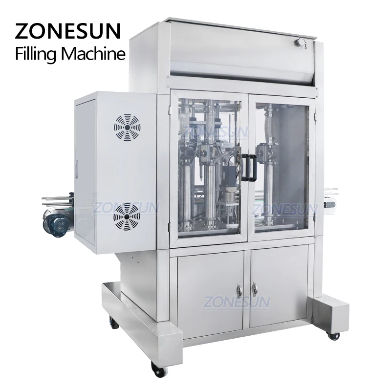 ZONESUN 50-500ML Motor Sauce Ghee Glass Cleaner Piston Honey Garlic Paste Automatic Quantitative Bottles Servo Filling Machine