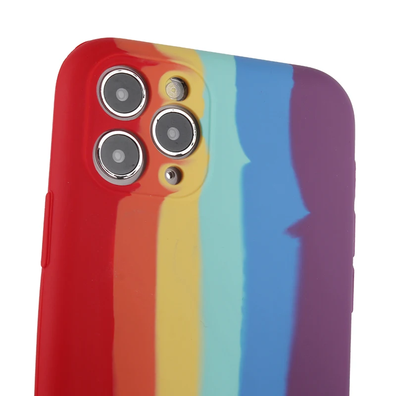 Fashion Funda Protectora De Silicio Liquido For iPhone 12 Rainbow Liquid Silicone Phone Protector Case Estuches For Samsung S21