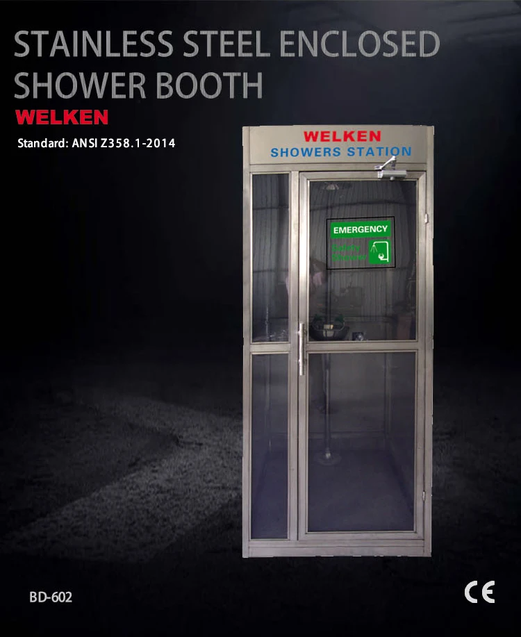 Customized ODM SS304 316 Emergency EyeFace Wash Enclosed Eye Wash Cabin Safety Shower With Eyewash Fountain