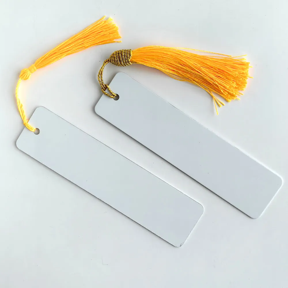 Office Gift Sublimate Craft book mark White Blank aluminium sheet 1mm  Metal Sublimation personalized bookmark with tassel