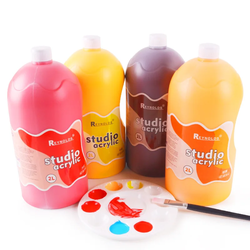 Хит продаж, профессиональная акриловая краска для художников, Нетоксичная, металлик, 2 л